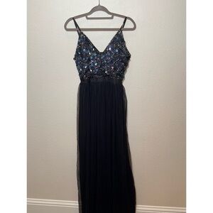 Aqua Sequin Maxi Gown Sleeveless